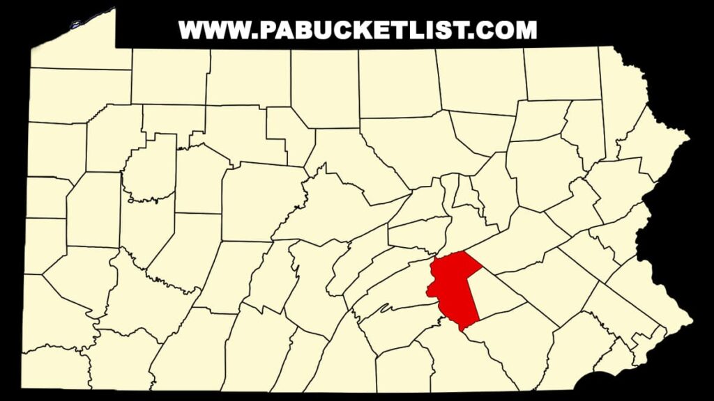 A map of Pennsylvania showing Dauphin County highlighted in red.