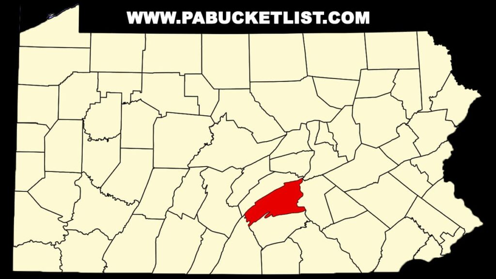 A map of Pennsylvania with Perry County highlighted in red.