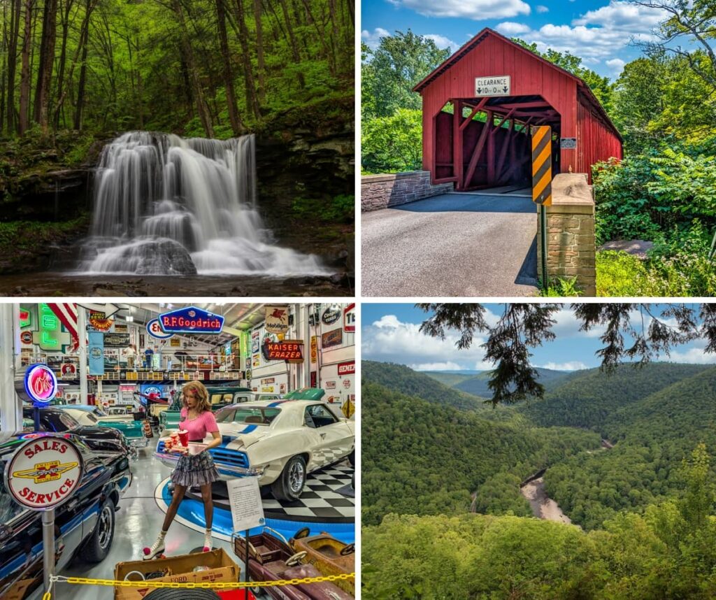 A collage of some of the best things to see and do in Sullivan County Pennsylvania.