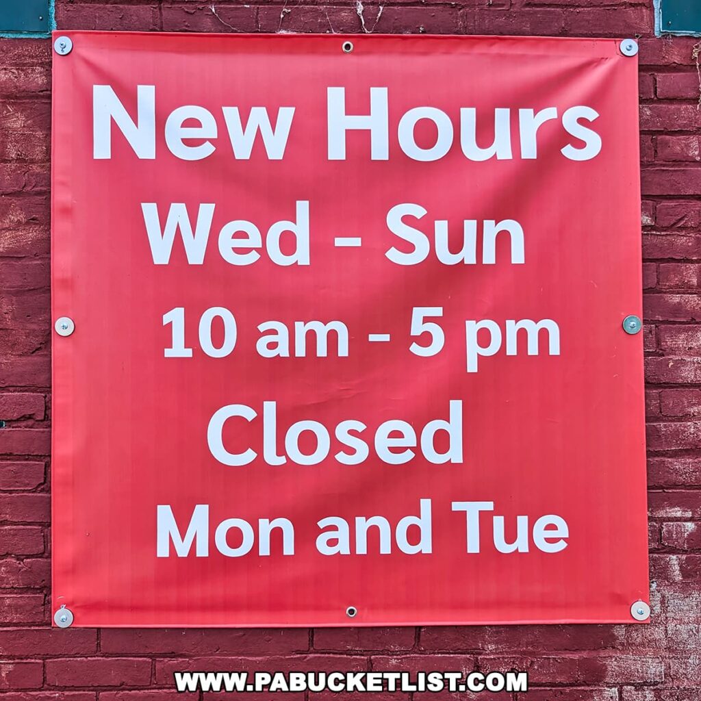 STore hours at the Stitch in Time Antique Mall in MIllerstown, Perry County, PA.