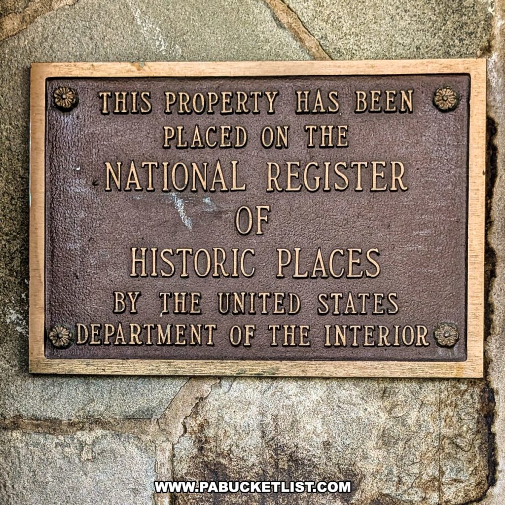 Plaque on the Jackson Mansion indicating its placement on the National Register of Historic Places by the United States Department of the Interior.