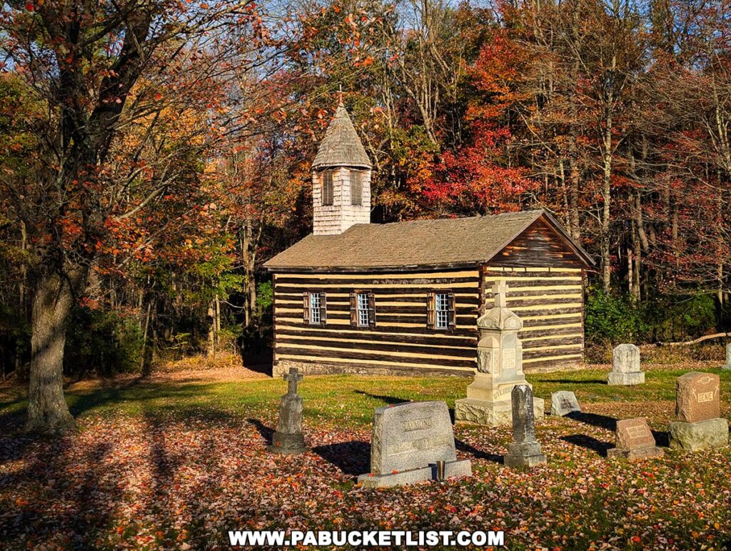 Fall Foliage at Saint Severin Old Log Church in Clearfield County, PA.