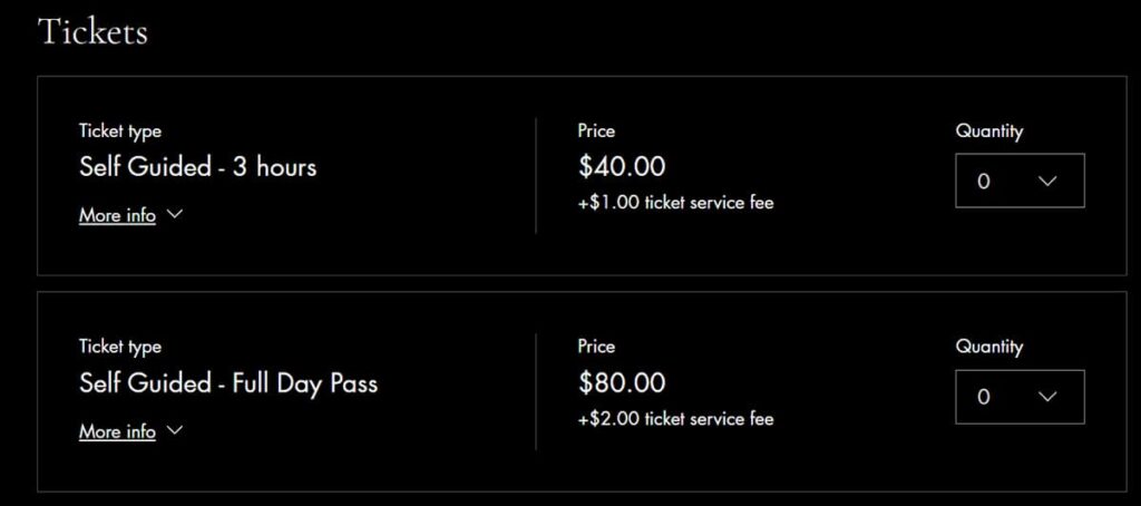 Admission fees for self-guided tours of the Cresson Sanatorium and Prison as of 2026.