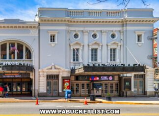Exploring the Appell Center in York County Front view of the historic Strand and Capitol Theatres at the Appell Center for the Performing Arts in downtown York, Pennsylvania.