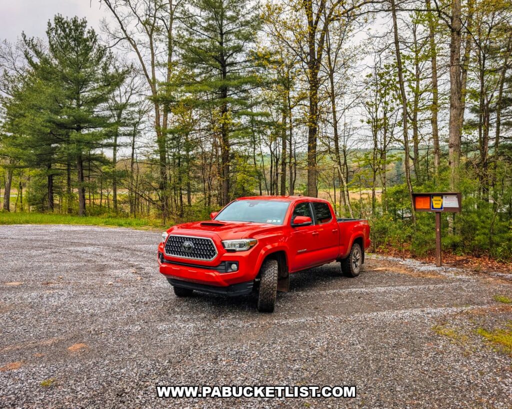 Parking area for the Jarrett Trail on State Game Lands 53 in Fulton County, Pennsylvania